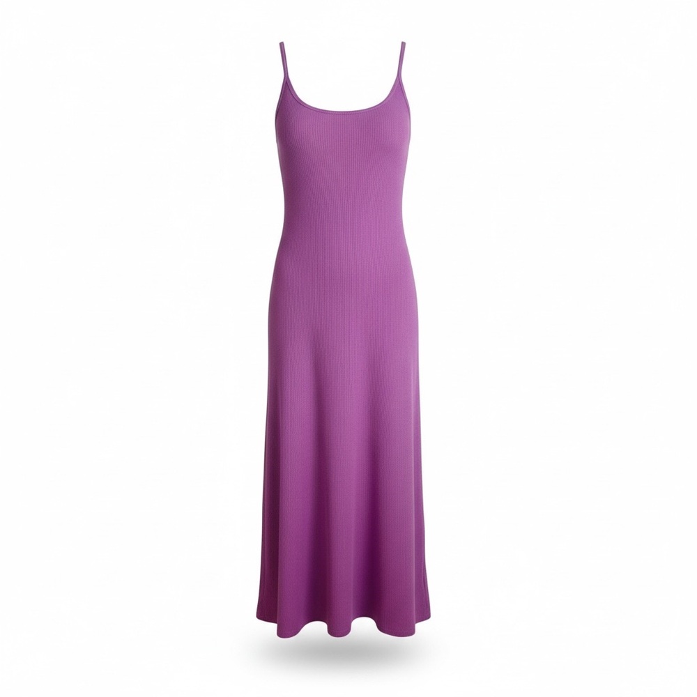 GAP Women's Ribbed Squareneck Midi Dress Purple‎ Orchid Size Medium